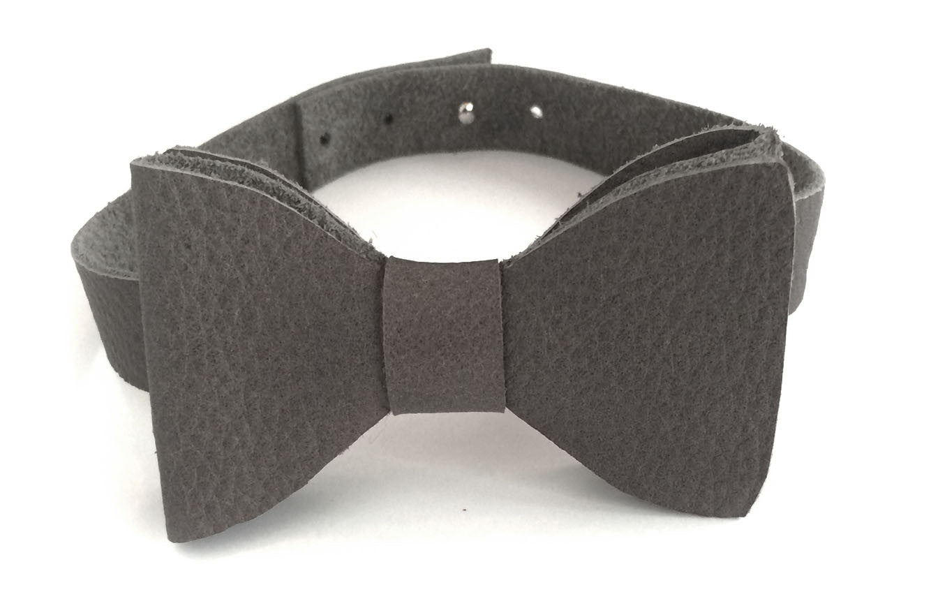 Earl Grey Leather bow tie