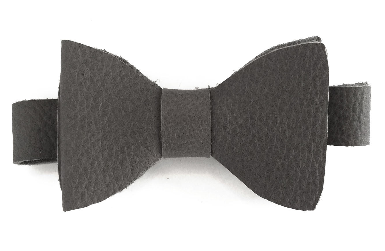 Earl Grey Leather bow tie front view