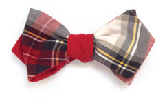 Infinite Hall Pass - Reversible red, navy and white tartan bow tie