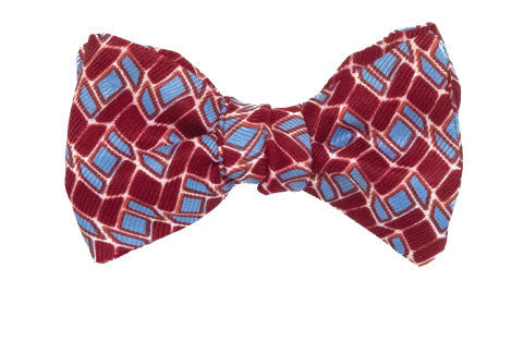 Bacchanalia - Silk mosaic bow tie in red and turquoise